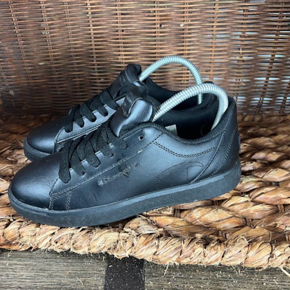 Champion Women's Black‎ Leather Casual Lace Up Sneakers Size 6 - Picture 2 of 6